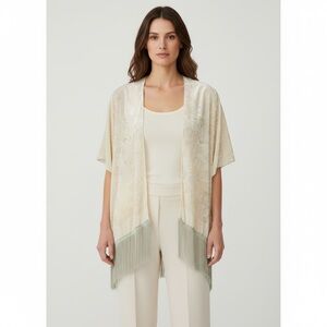 Marcus Adler New York Chic Cream Fringe Women's Cardigan